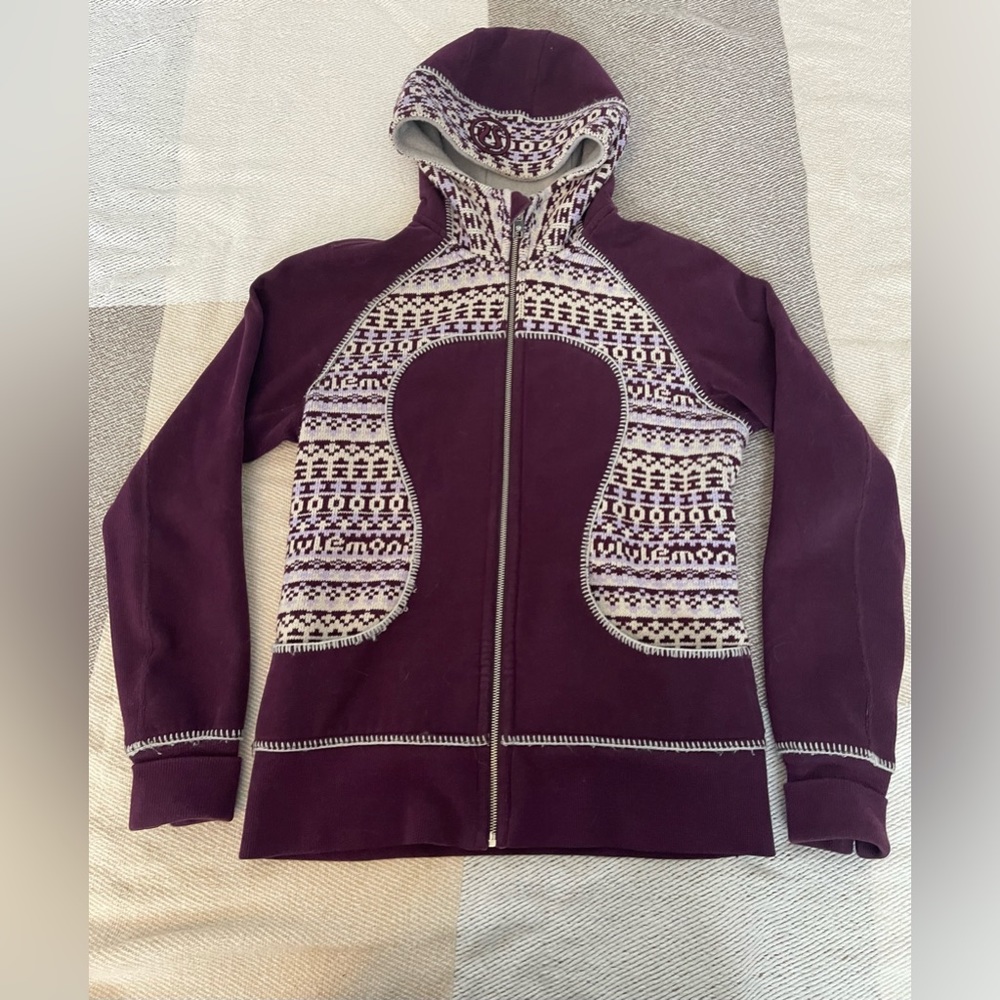 Lululemon Special Edition Fair Isle Knit Scuba Hoodie Plum Purple
